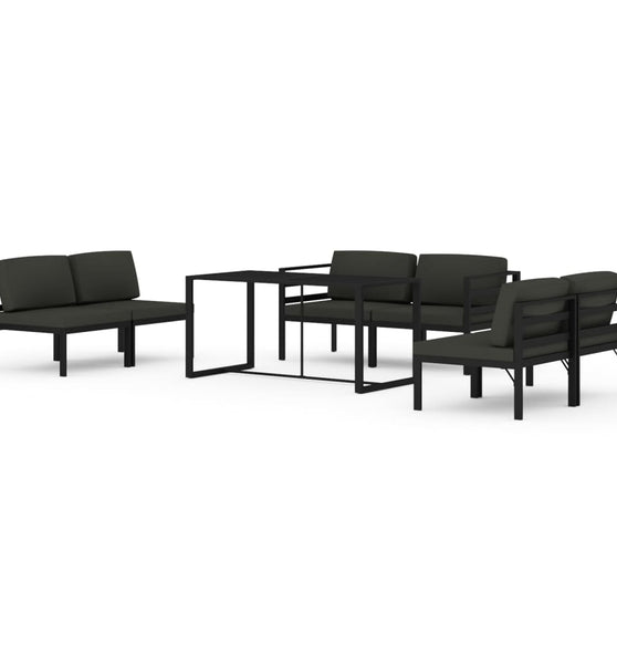 7-tlg. Garten-Lounge-Set mit Kissen Aluminium Anthrazit