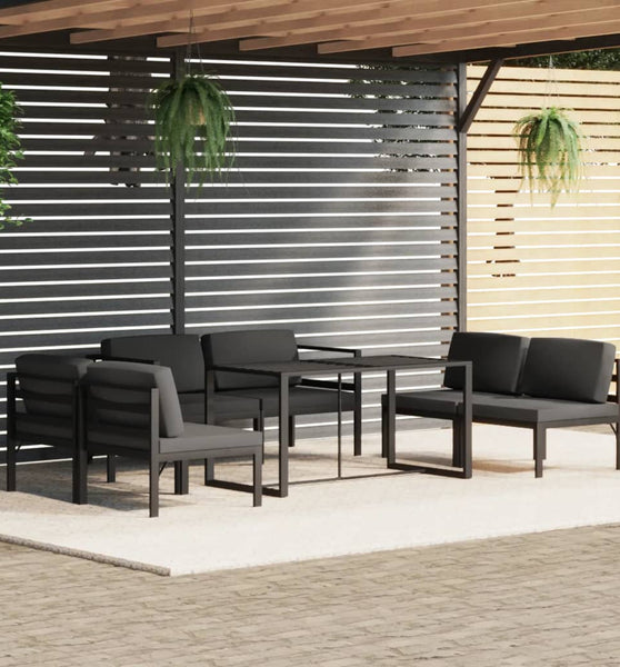 7-tlg. Garten-Lounge-Set mit Kissen Aluminium Anthrazit