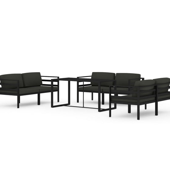 7-tlg. Garten-Lounge-Set mit Kissen Aluminium Anthrazit