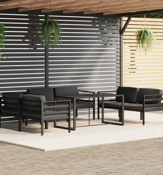 7-tlg. Garten-Lounge-Set mit Kissen Aluminium Anthrazit