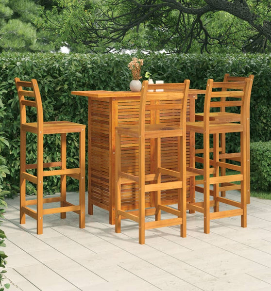 5-tlg. Gartenbar-Set Massivholz Akazie