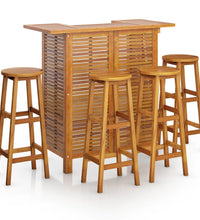 5-tlg. Gartenbar-Set Massivholz Akazie