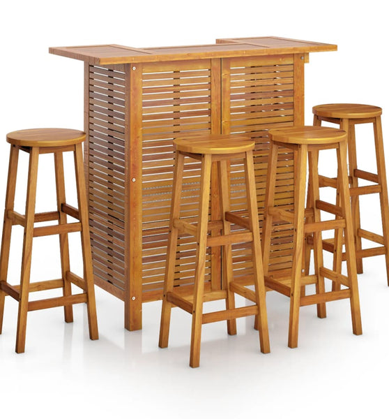 5-tlg. Gartenbar-Set Massivholz Akazie