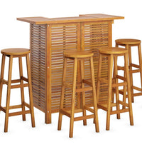 5-tlg. Gartenbar-Set Massivholz Akazie