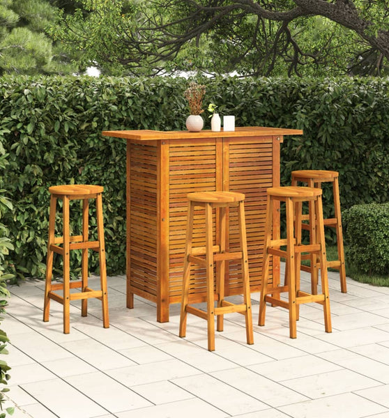 5-tlg. Gartenbar-Set Massivholz Akazie