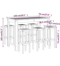 7-tlg. Gartenbar-Set Massivholz Akazie