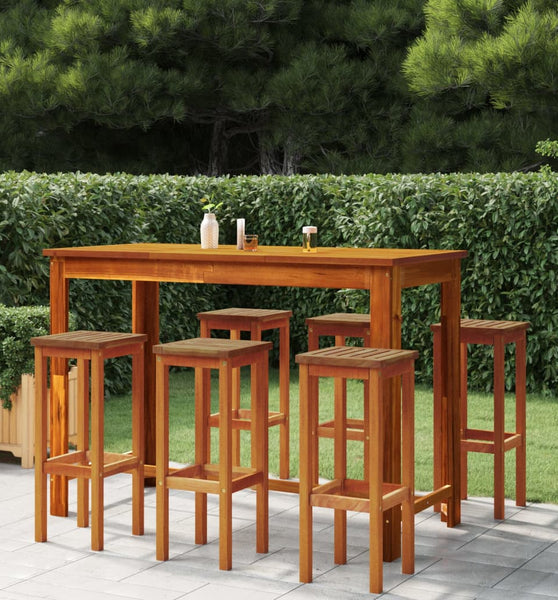 7-tlg. Gartenbar-Set Massivholz Akazie