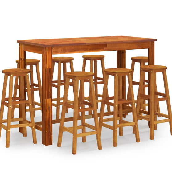 9-tlg. Gartenbar-Set Massivholz Akazie