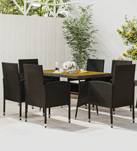 7-tlg. Garten-Essgruppe Poly Rattan Schwarz