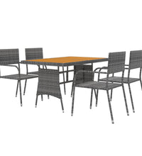 5-tlg. Garten-Essgruppe Poly Rattan Grau