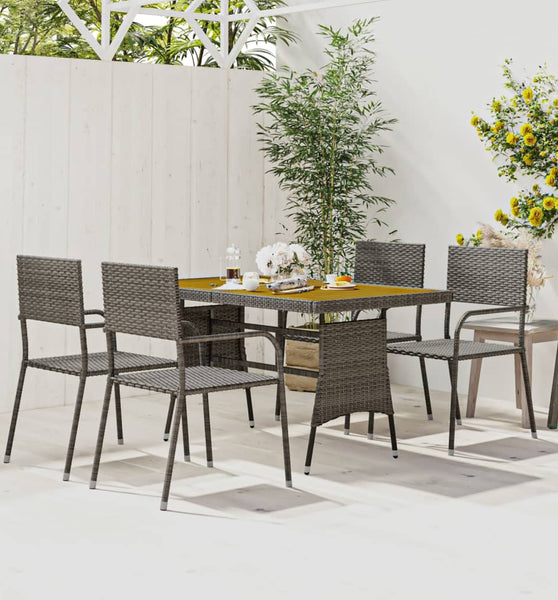 5-tlg. Garten-Essgruppe Poly Rattan Grau