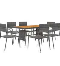 7-tlg. Garten-Essgruppe Poly Rattan Grau