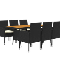 7-tlg. Garten-Essgruppe Poly Rattan Schwarz