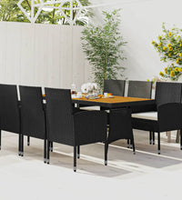 7-tlg. Garten-Essgruppe Poly Rattan Schwarz