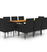 9-tlg. Garten-Essgruppe Poly Rattan Schwarz