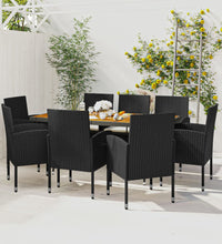 9-tlg. Garten-Essgruppe Poly Rattan Schwarz