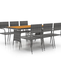 7-tlg. Garten-Essgruppe Poly Rattan Grau