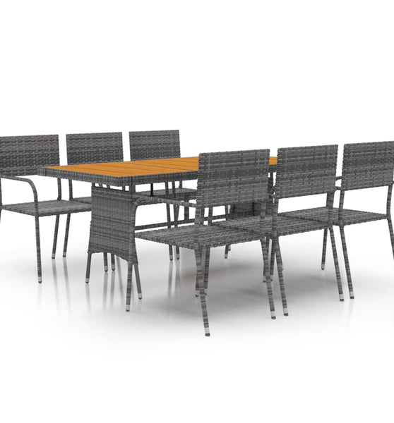 7-tlg. Garten-Essgruppe Poly Rattan Grau