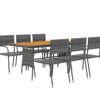 7-tlg. Garten-Essgruppe Poly Rattan Grau