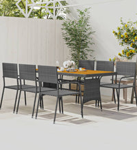 7-tlg. Garten-Essgruppe Poly Rattan Grau