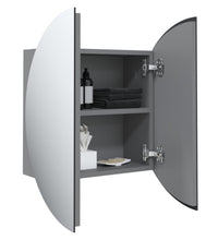 Badezimmerschrank mit Rundem Spiegel & LED Grau 40x40x17,5 cm