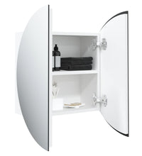 Badezimmerschrank mit Rundem Spiegel & LED Weiß 47x47x17,5 cm