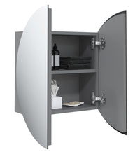 Badezimmerschrank mit Rundem Spiegel & LED Grau 47x47x17,5 cm