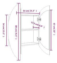 Badezimmerschrank mit Rundem Spiegel & LED Weiß 54x54x17,5 cm