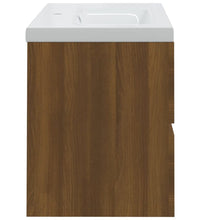 Waschbeckenschrank mit Einbaubecken Braun Eiche Holzwerkstoff