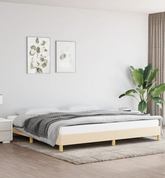 Bettgestell ohne Matratze Creme 200x200 cm Stoff