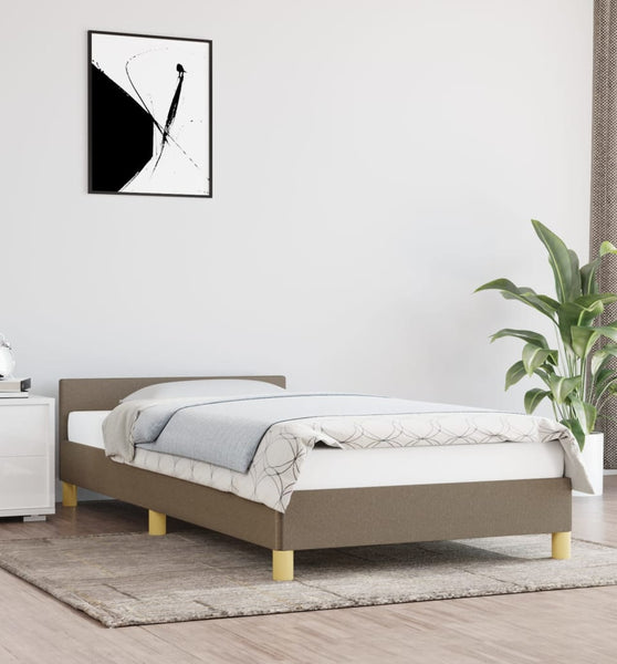 Bettgestell mit Kopfteil ohne Matratze Taupe 80x200 cm Stoff