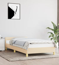 Bettgestell mit Kopfteil ohne Matratze Creme 80x200 cm Stoff