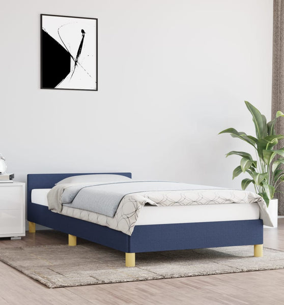 Bettgestell mit Kopfteil ohne Matratze Blau 80x200 cm Stoff