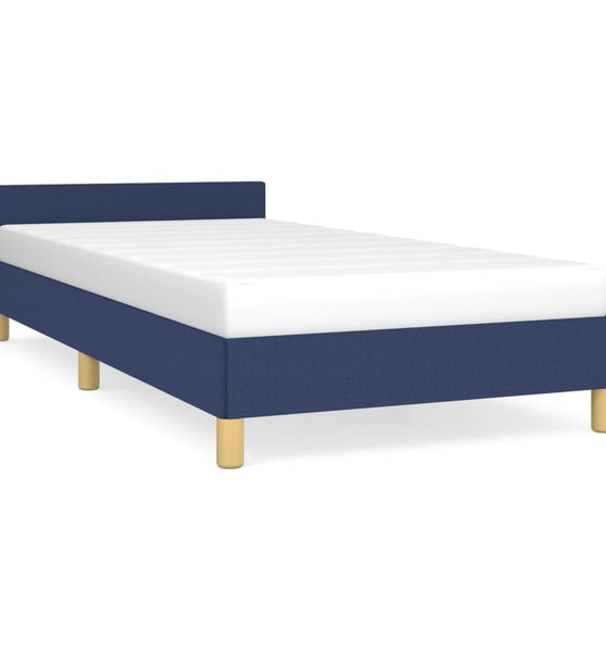 Bettgestell mit Kopfteil ohne Matratze Blau 100x200 cm Stoff