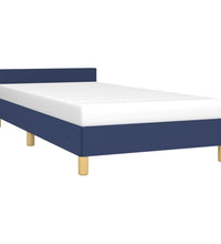 Bettgestell mit Kopfteil ohne Matratze Blau 100x200 cm Stoff