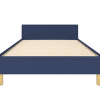 Bettgestell mit Kopfteil ohne Matratze Blau 100x200 cm Stoff