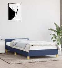 Bettgestell mit Kopfteil ohne Matratze Blau 100x200 cm Stoff