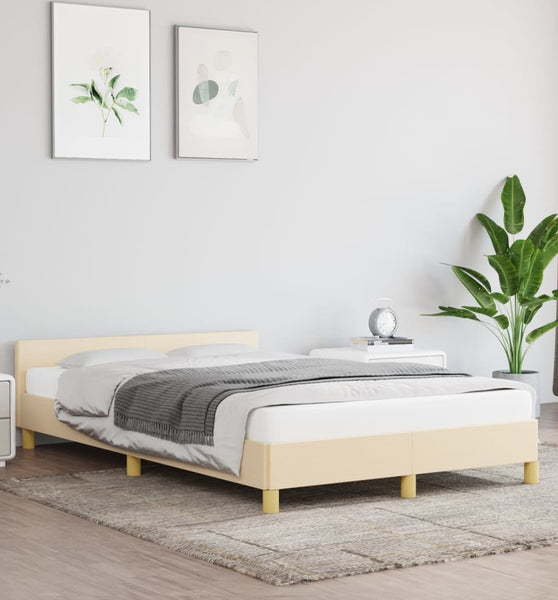 Bettgestell ohne Matratze Creme 120x200 cm Stoff