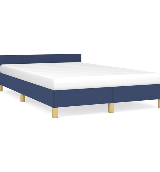 Bettgestell mit Kopfteil ohne Matratze Blau 120x200 cm Stoff