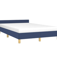 Bettgestell mit Kopfteil ohne Matratze Blau 120x200 cm Stoff