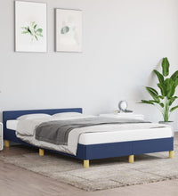 Bettgestell mit Kopfteil ohne Matratze Blau 120x200 cm Stoff