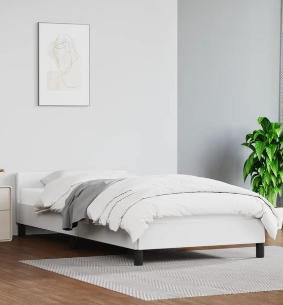 Bettgestell mit Kopfteil ohne Matratze Weiß 100x200 cm