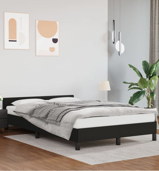 Bettgestell mit Kopfteil ohne Matratze Schwarz 120x200 cm