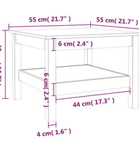 Couchtisch Weiß 55x55x40 cm Massivholz Kiefer
