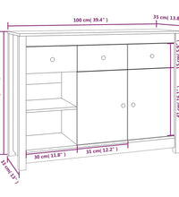 Sideboard 100x35x74 cm Massivholz Kiefer