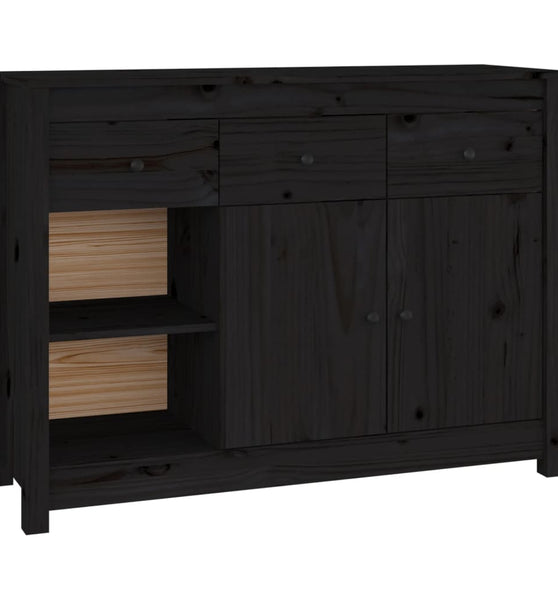 Sideboard Schwarz 100x35x74 cm Massivholz Kiefer