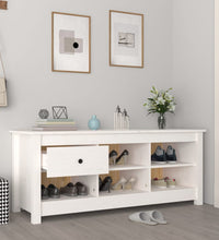 Schuhschrank Weiß 110x38x45,5 cm Massivholz Kiefer