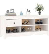 Schuhschrank Weiß 110x38x45,5 cm Massivholz Kiefer