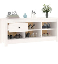 Schuhschrank Weiß 110x38x45,5 cm Massivholz Kiefer