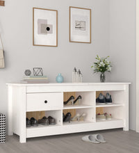 Schuhschrank Weiß 110x38x45,5 cm Massivholz Kiefer